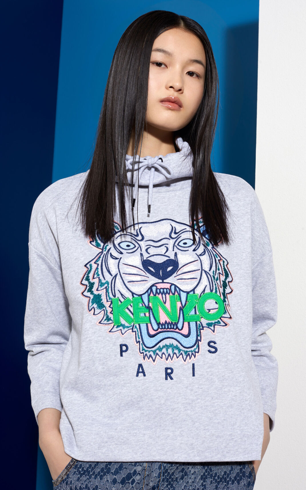 Kenzo Funnel Neck Tiger Sweatshirt Dam | 61253-ZGXU